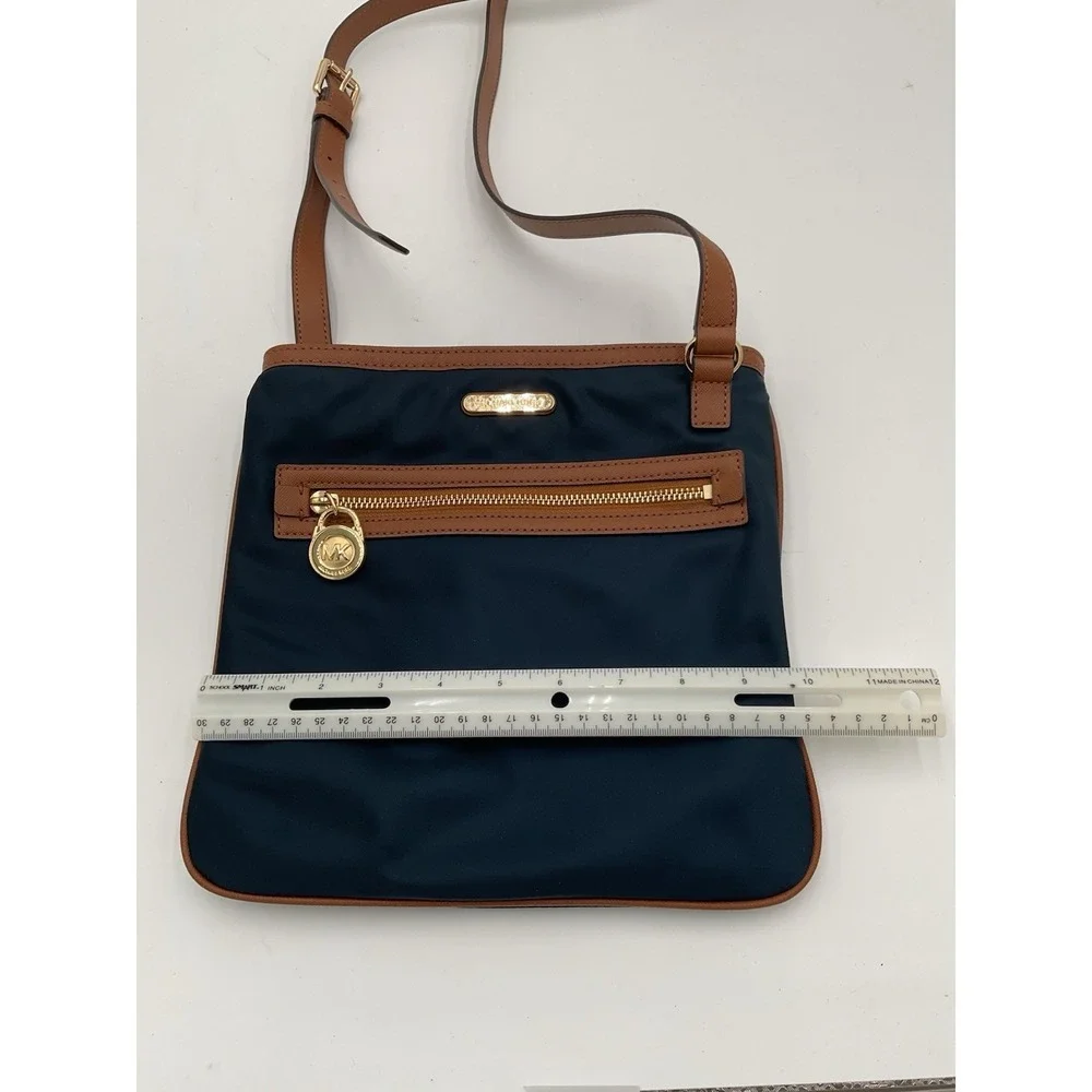 Michael Kors Navy Nylon Crossbody Bag & Navy Leather Wallet Set Gold Tone